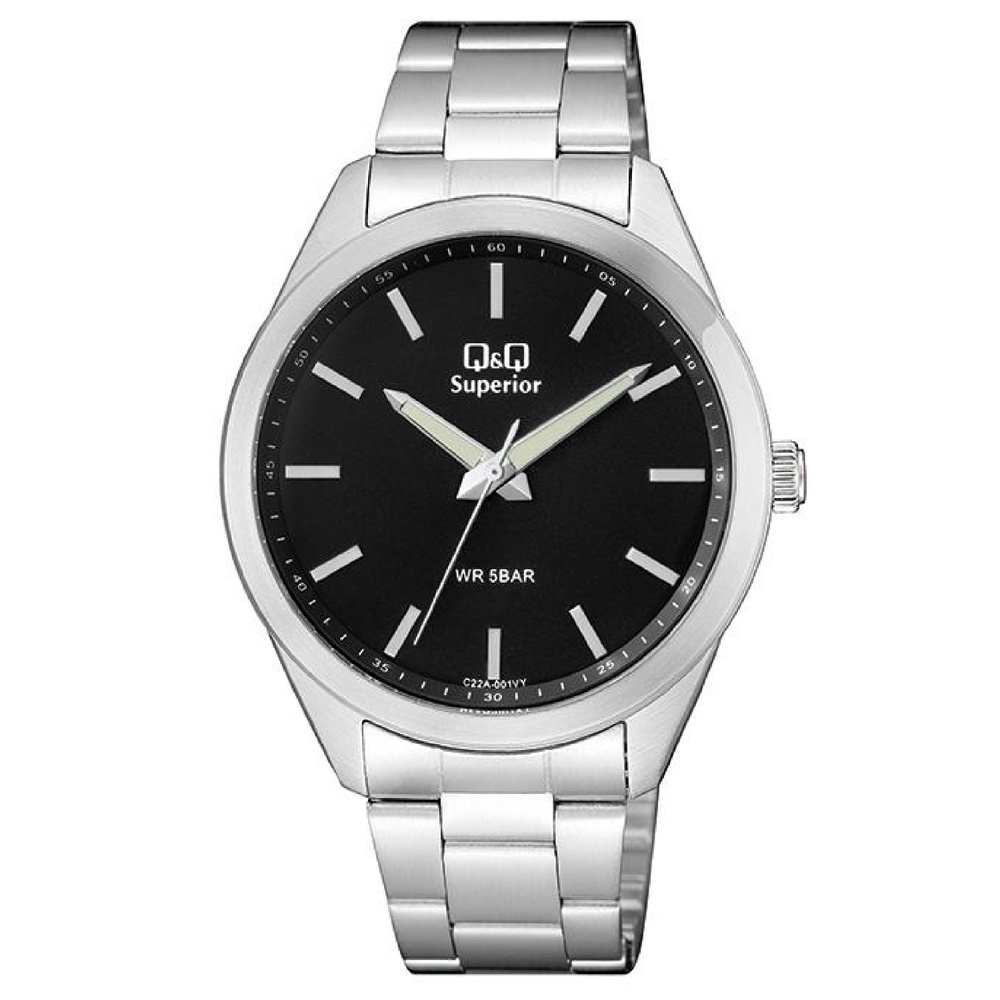 Q&Q C22A-001 мужские кварцевые наручные часы с круглым циферблатом и штриховыми индексами  #1
