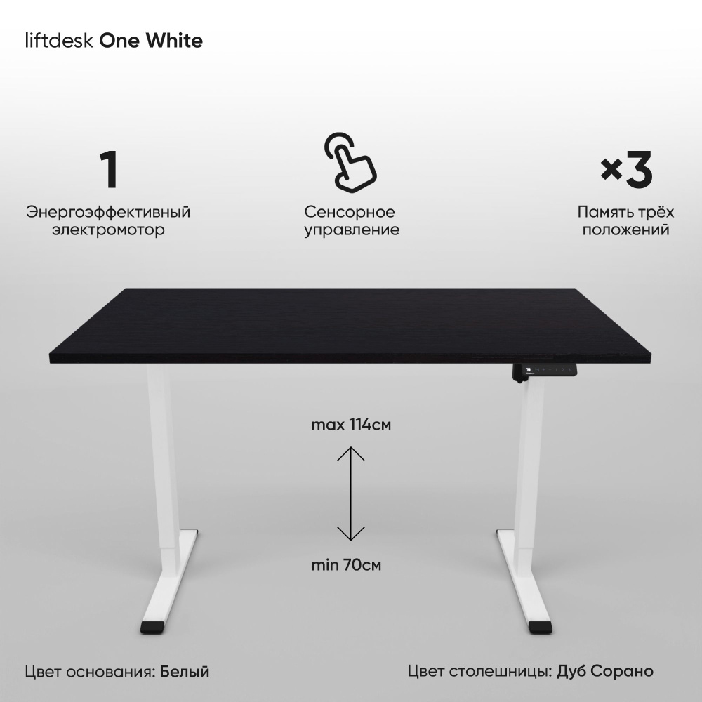 Компьютерный стол с регулировкой высоты для работы стоя сидя одномоторный liftdesk One Белый/Эвкалипт #1