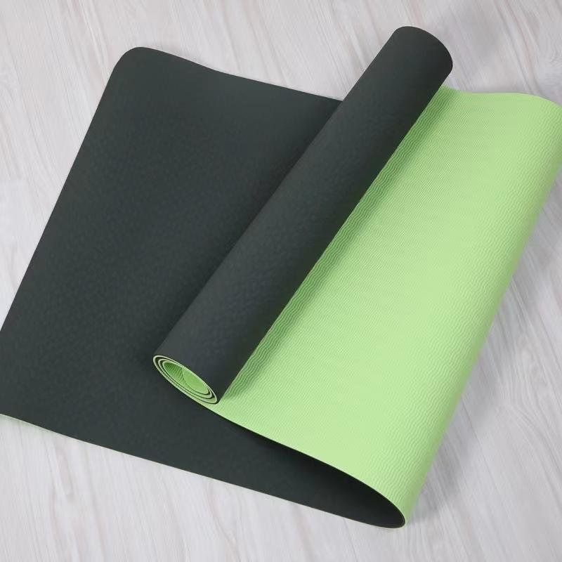Коврик для йоги и фитнеса спортивный гимнастический двухслойный 183х61х0,8 см, светло-зеленый  #1