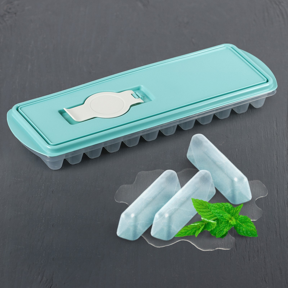 Форма для льда IDEA "Палочки", с крышкой и клапаном, цвет аквамарин  #1