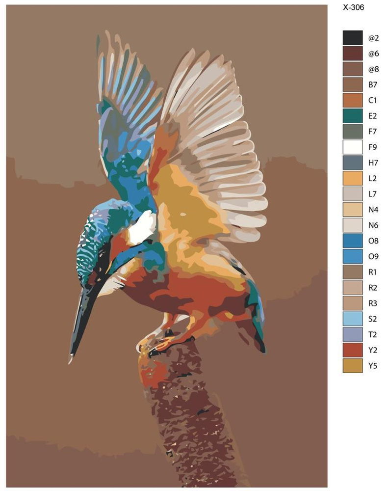 Картина по номерам X-306 "Птица зимородок" 70x110 #1