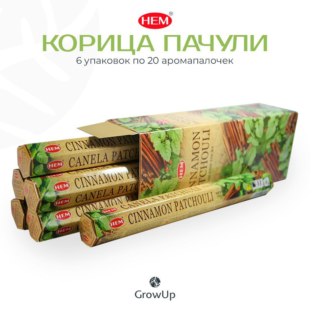 HEM Корица Пачули - 6 упаковок по 20 шт - ароматические благовония, палочки, Cinnamon Patchouli - Hexa #1