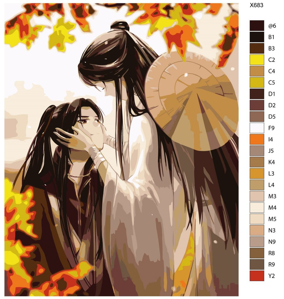 Картина по номерам X-683 "Аниме - Благословение небожителей. Чэн Хуа и Лянь Се" 40х50  #1
