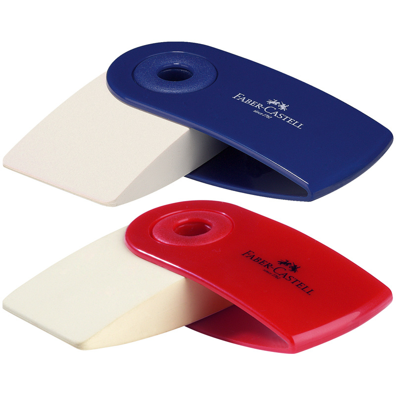 Ластик Faber-Castell "Sleeve Mini", прямоугольный, 54*25*13мм, красный/синий пластиковый футляр  #1