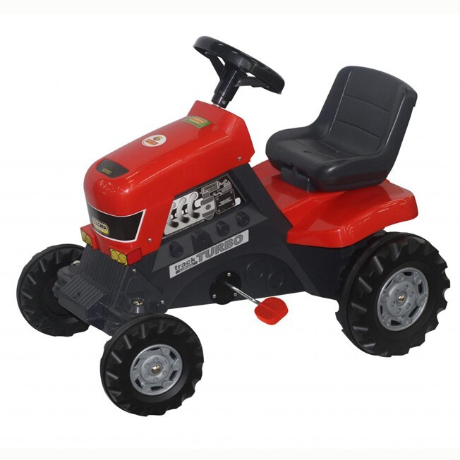 Каталка детская трактор с педалями Turbo (красная) #1