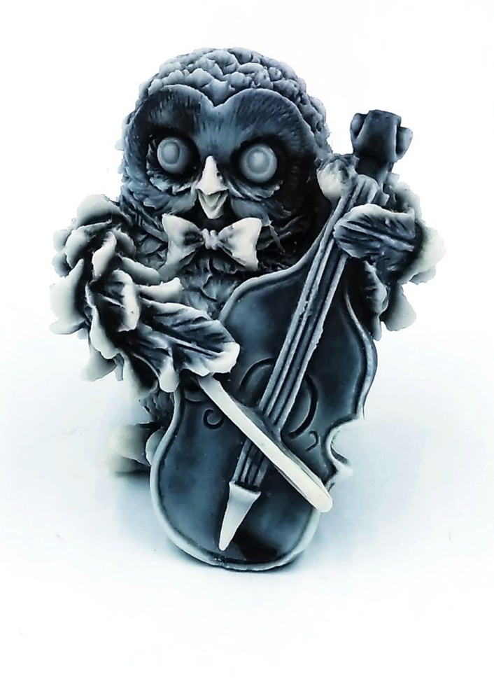 Статуэтка фигурка Филин музыкант 5см мраморная крошка #1