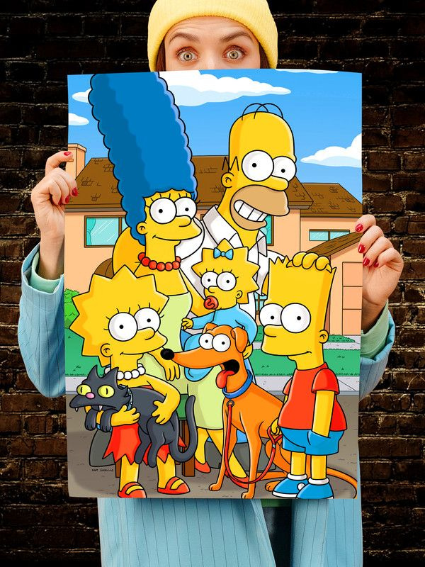 Постер интерьерный Симпсоны, 70х46 см. Матовый яркий. The Simpsons  #1