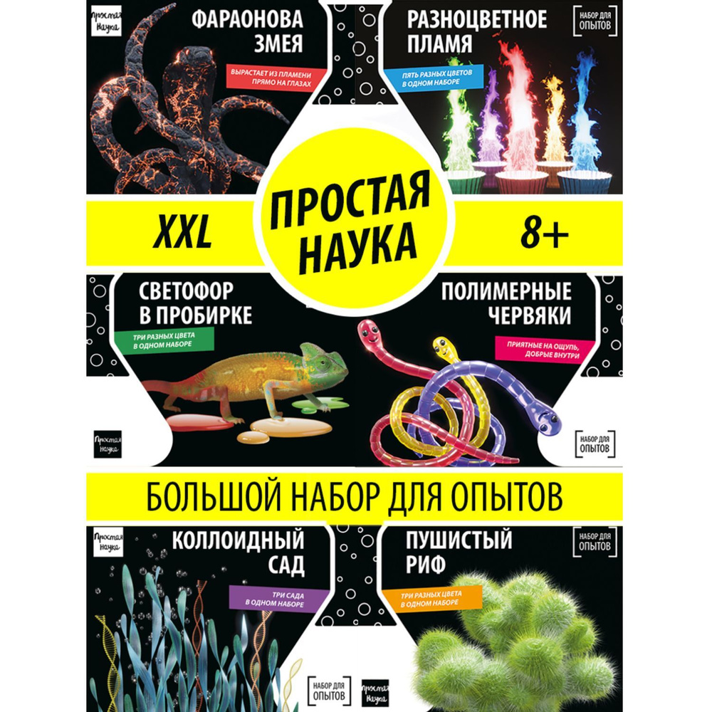 Набор опытов для детей 6 в 1 XXL Простая наука / Развивающий подарок  химические опыты для мальчика и девочки 6 7 8 9 10 11 12 лет - купить с  доставкой по выгодным ценам в интернет-магазине OZON (154702328)