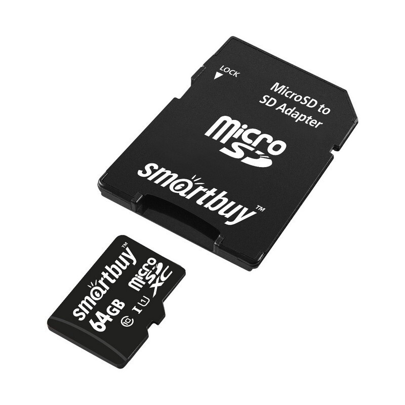 Карта памяти (SD64GBSDCL10-01) MicroSDXC 64GB Class10 UHS-1 + адаптер #1