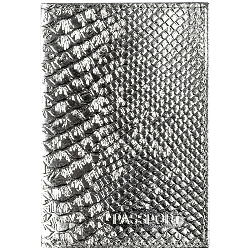 Обложка для паспорта OfficeSpace "Питон", кожа, тиснение, серебряный металлик (339850)  #1