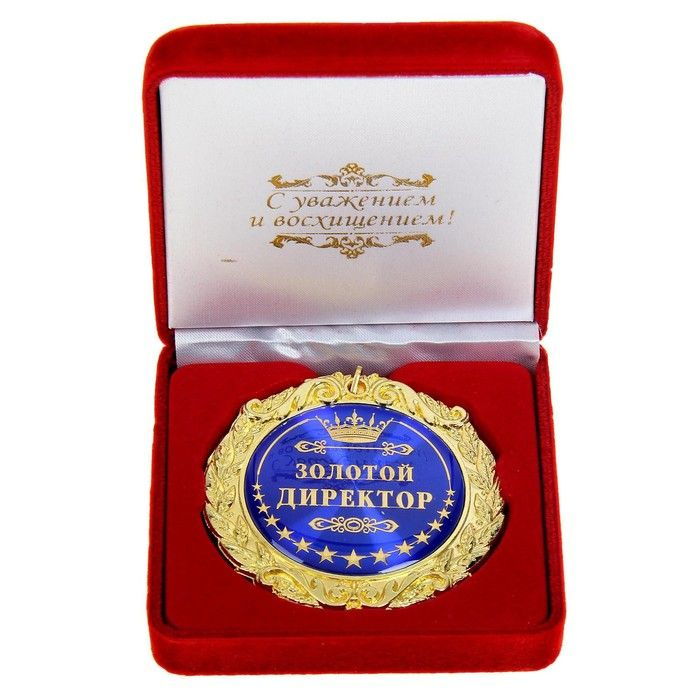 Медаль в бархатной коробке "Золотой директор", d равно 7 см  #1