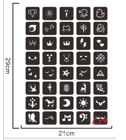 40 многоразовых трафаретов, набор №59, трафарет для тату и дизайна хна  #1
