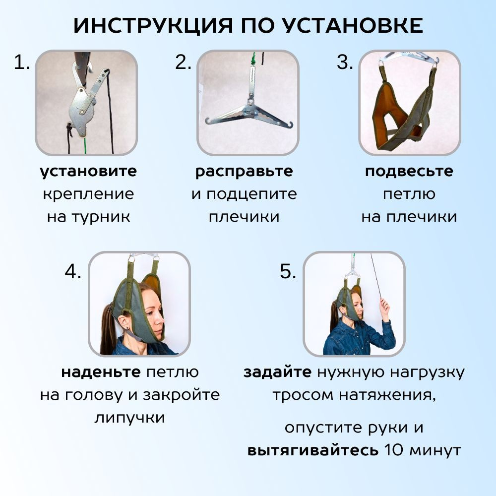 Петля Глиссона с КРЕПЛЕНИЕМ для турника, тренажер для вытяжения шеи ...