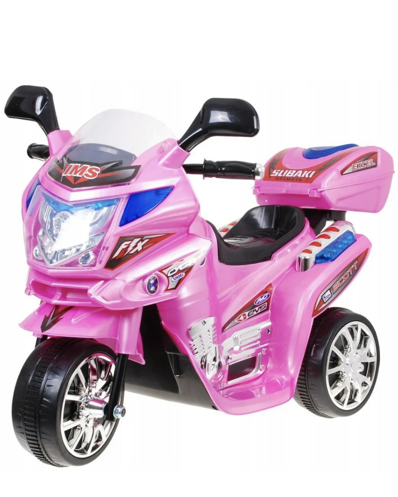 Электромотоцикл аккумуляторный Bambi 6V4,5A детский трехколесный со светом и звуком (розовый)  #1