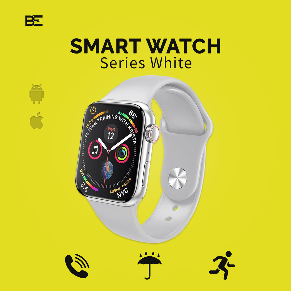 B&E Умные часы Smart Watch_123, 44mm, белый #1
