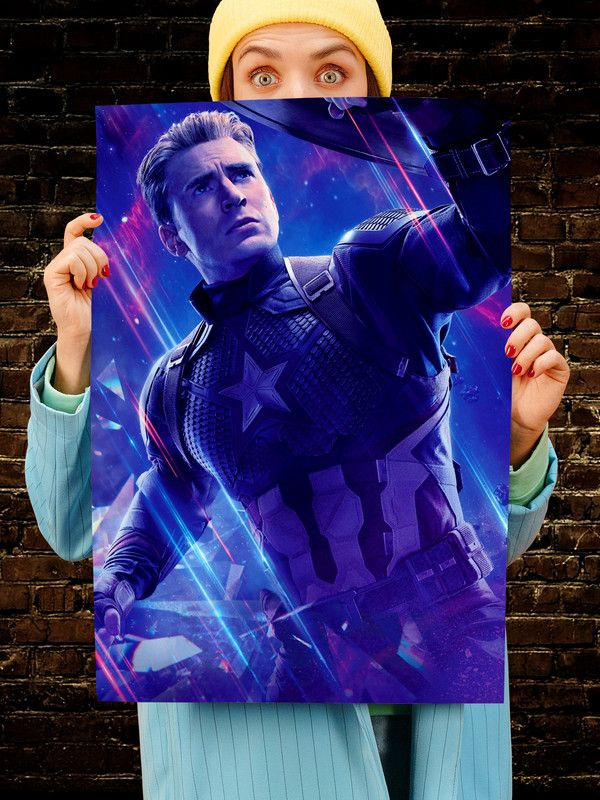 Постер интерьерный Капитан Амерка 2, 70х46 см. Матовый яркий. Первый мститель Крис Эванс Стив Роджерс #1
