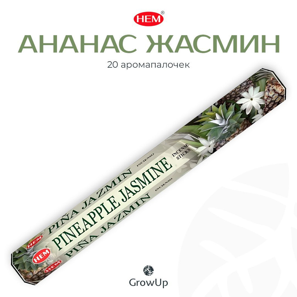 HEM Ананас Жасмин - 20 шт, ароматические благовония, палочки, Pineapple Jasmine - Hexa ХЕМ  #1