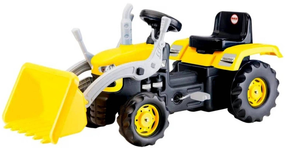 Трактор-экскаватор с ковшом, детский веломобиль, педальная машина-каталка с пластиковыми колесами, поворотный #1