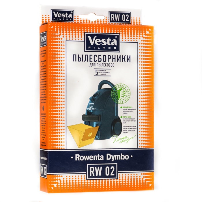 Мешки-пылесборники Vesta filter RW 02 для пылесосов ROWENTA, 5 шт + 1 фильтр  #1