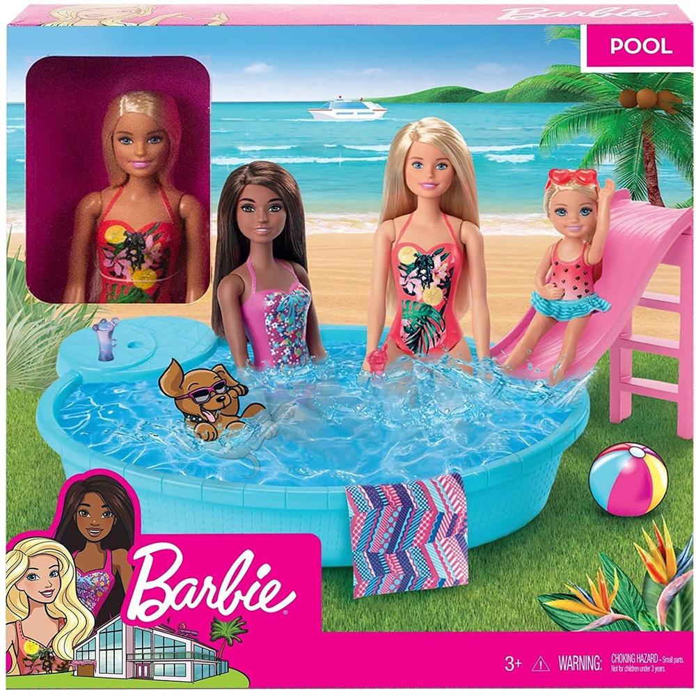Кукла Барби и бассейн и горкой Barbie GHL91 #1