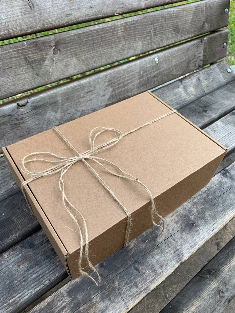 Подарочная коробка GILEV 32х22х10см с наполнителем и декоративной веревкой  #1