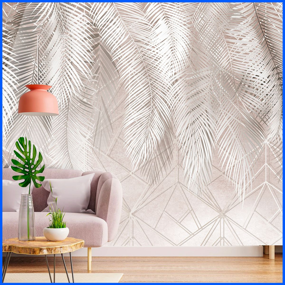 Фотообои Пальмовые листья 300x270 - Обои флизелиновые на стену, с виниловым покрытием, в спальню, гостинную, #1