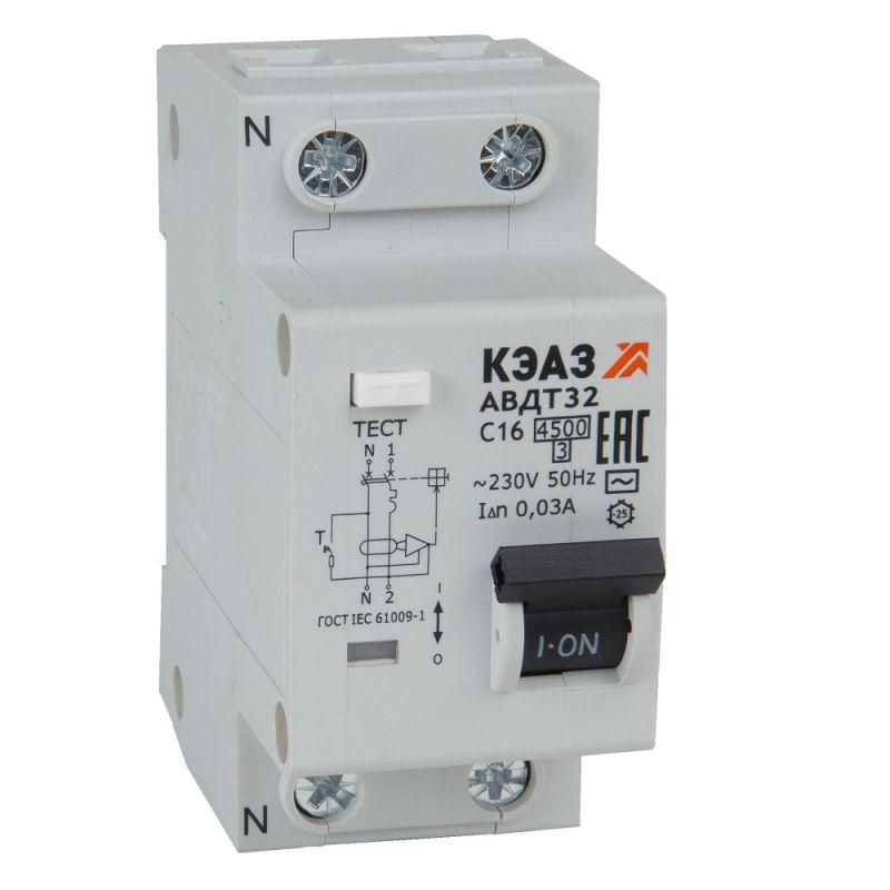 Выключатель автоматический дифференциального тока 2п C 25А 30мА тип AC 4.5кА АВДТ32-22C25-AC УХЛ4 КЭАЗ #1