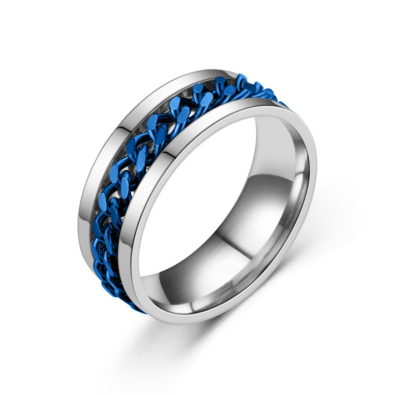 Кольцо с цепочкой синий R19 #1