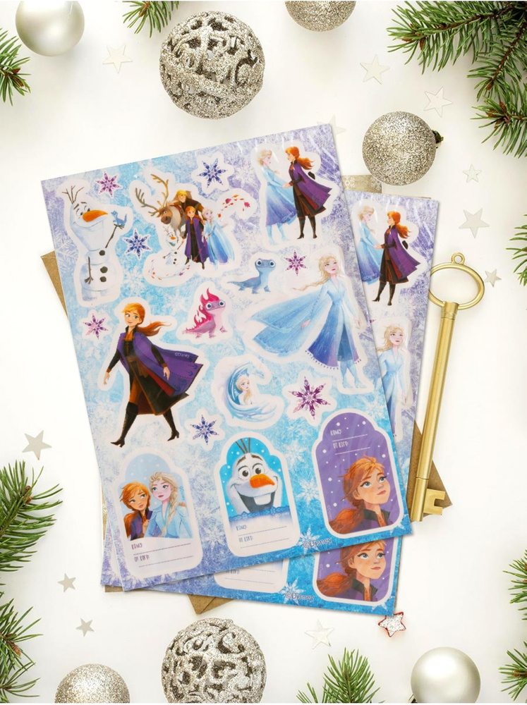 Наклейки Холодное сердце Дисней Disney, в пакете 2 листа с наклейками / 14,8х21см  #1