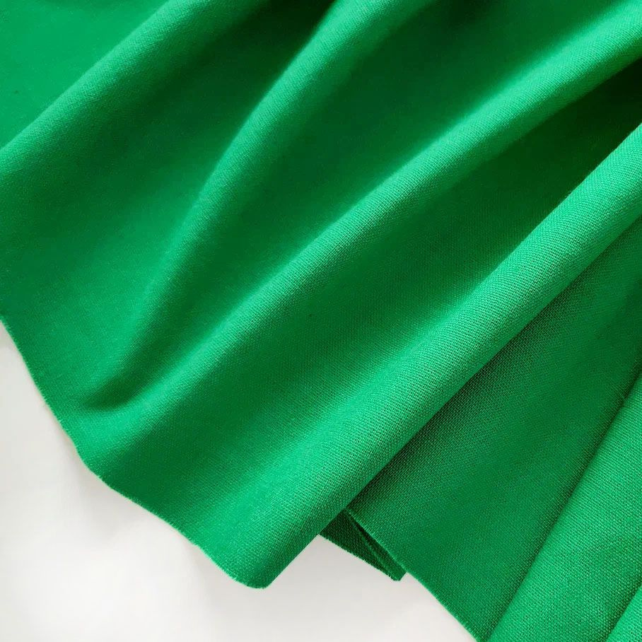 Ткань Лен Комфорт для шитья юбки, рубашки, умягченный лён с вискозой и хлопком ярко-зеленого цвета, отрез #1