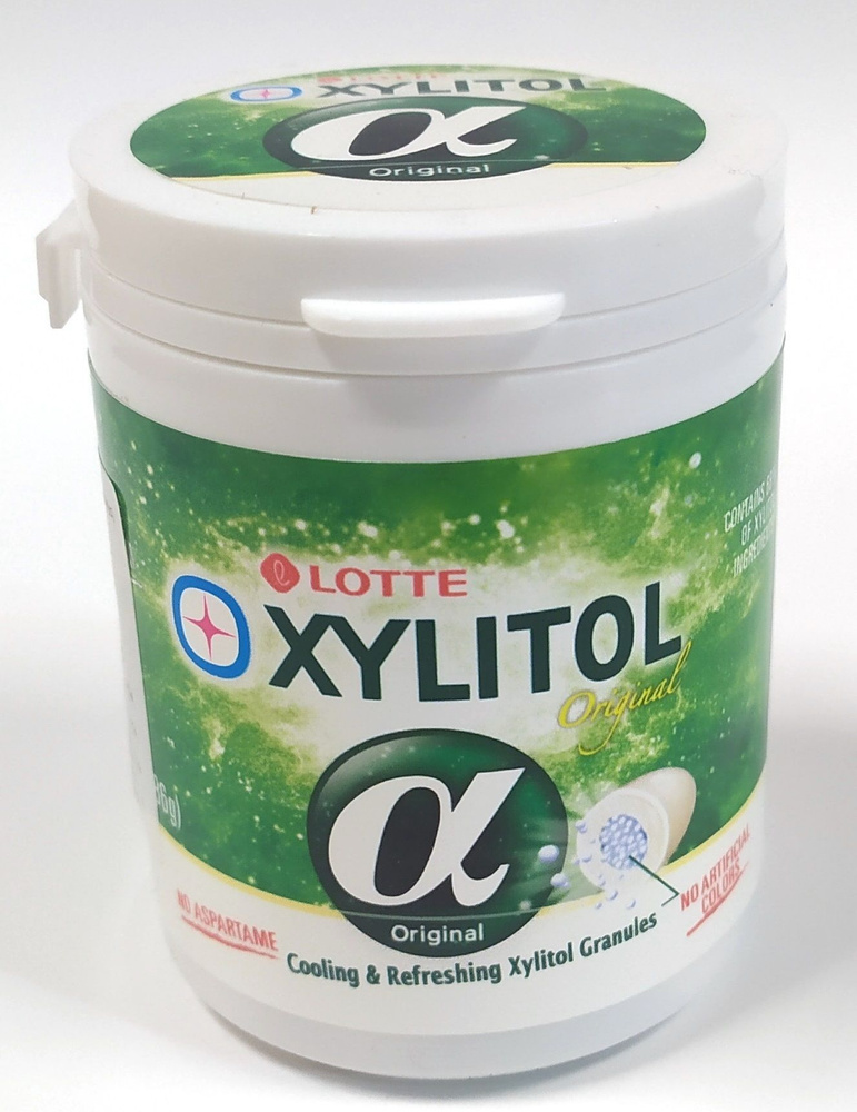 Резинка жевательная XYLITOL-alfa Original оригинальный вкус Lotte Korea, банка 86гр  #1