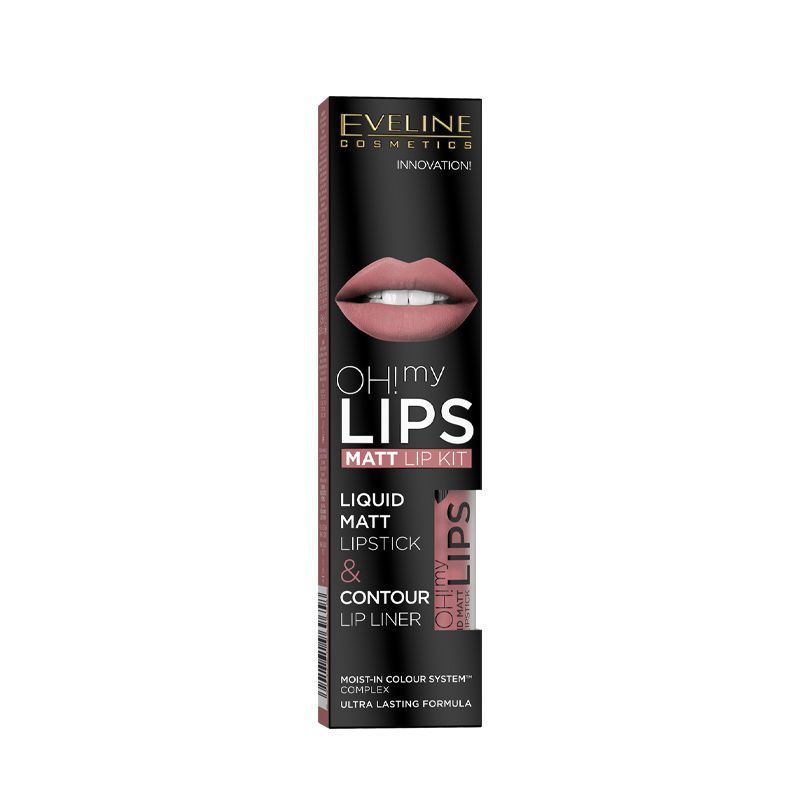 Eveline Cosmetics Набор Помада для губ матовая + Карандаш для губ Oh! My Lips Kit Liquid Mat Lipstick #1
