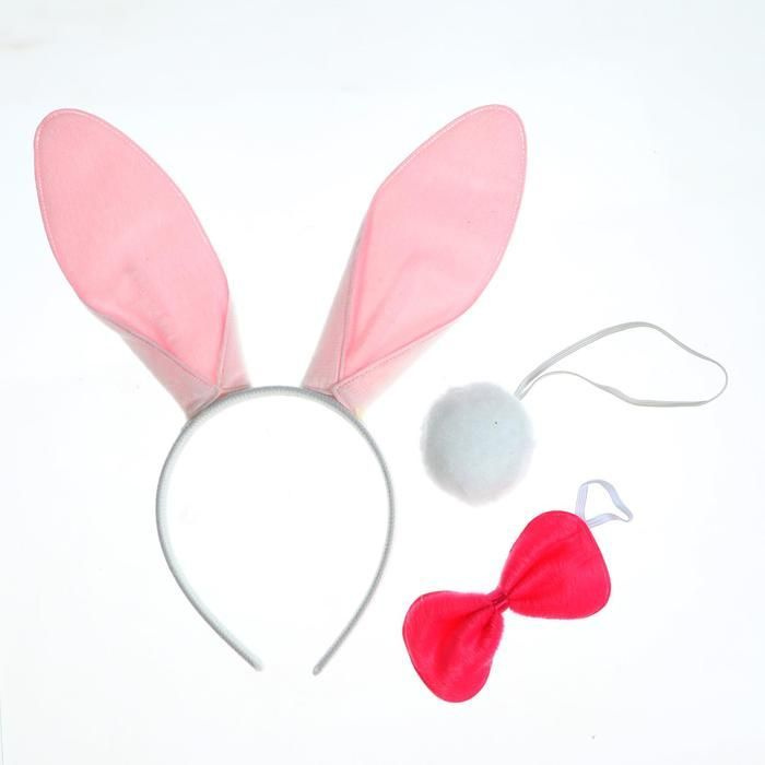 Карнавальный набор "Кролик", три предмета: хвост, ободок, бант  #1
