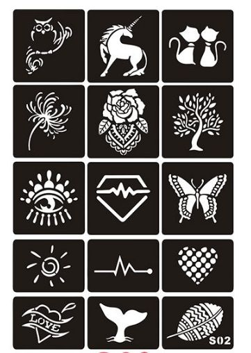 39 многоразовых трафаретов, набор №63, трафарет для тату и дизайна хна  #1