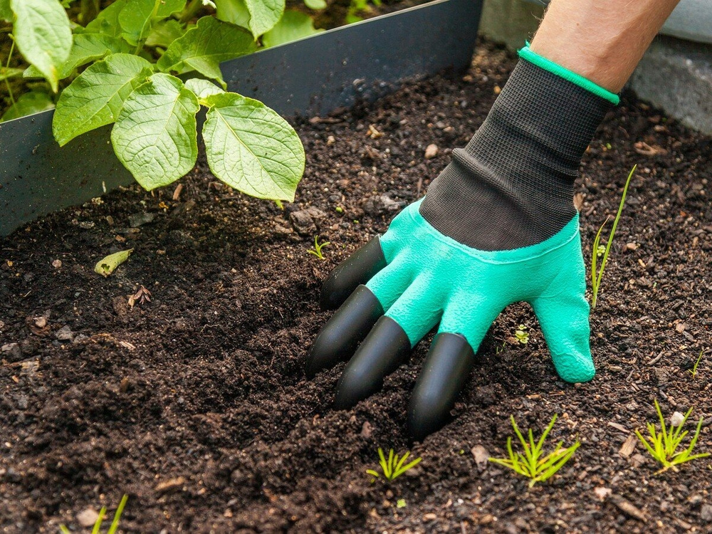 Садовые перчатки с когтями GREEN APPLE GAPK024-10 для работы в саду с покрытием / товары для дачи и сада #1