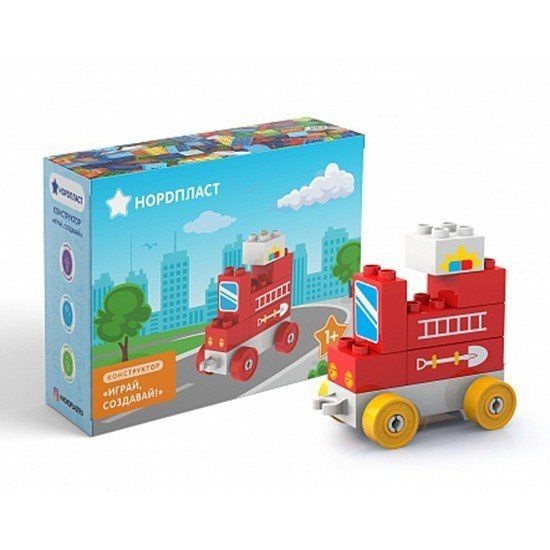 Конструктор пластиковый для детей Играй, Создавай Пожарная машина - 7 деталей  #1