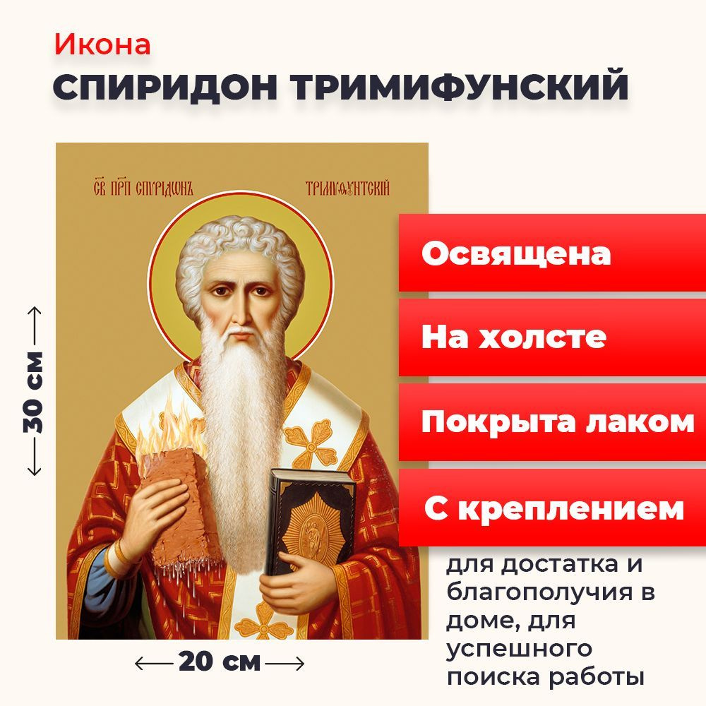 Освященная икона на холсте "Спиридон Тримифунтский", 20*30 см  #1