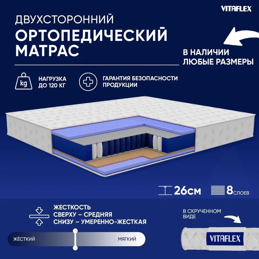 VITAFLEX Матрас Ортопедический матрас VITAFLEX Medicine RSk 70x185, независимые пружины, с кокосом, средней #1