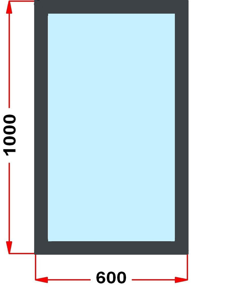 Окно из профиля Grunder 60 мм (1000 x 600), не открывающееся, стеклопакет 2 стекла, темно-серое снаружи, #1