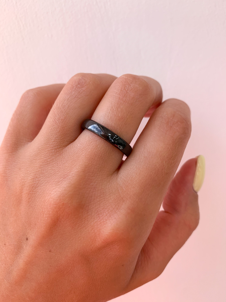 Кольцо керамика 4 мм Керамическое кольцо Черный 19 #1