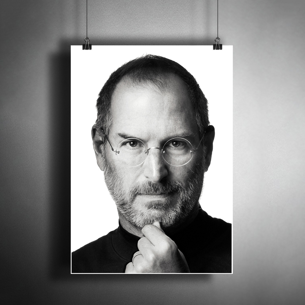 Постер плакат для интерьера "Американский предприниматель Стив Джобс. Основатель корпорации "Apple" - #1