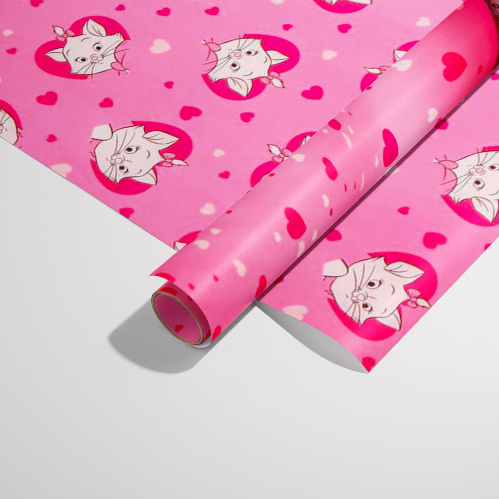 Упаковочная бумага для подарков детская Кошечка глянцевая двусторонняя 60x90 см 1 лис для девочки  #1