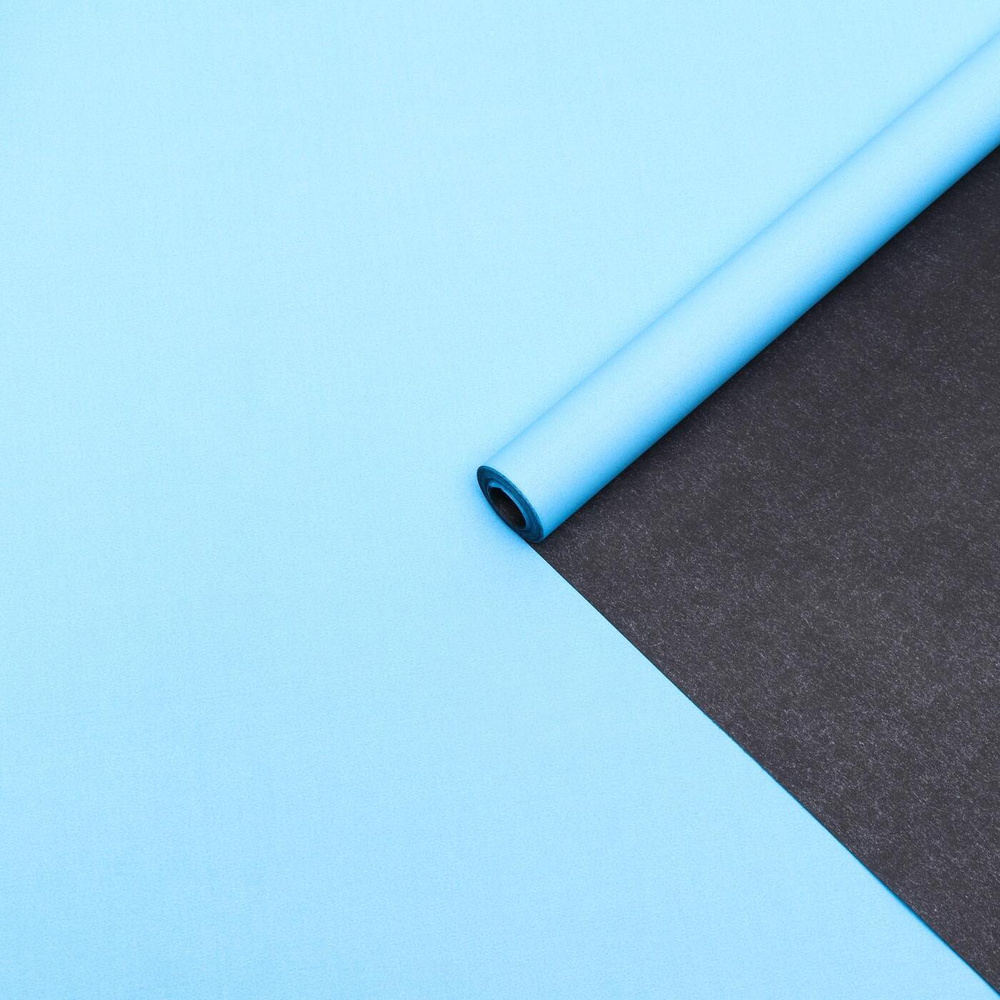 Бумага упаковочная крафт, двухсторонняя, голубой-черный, 0.55 х 10 м, 70 гр/м2  #1