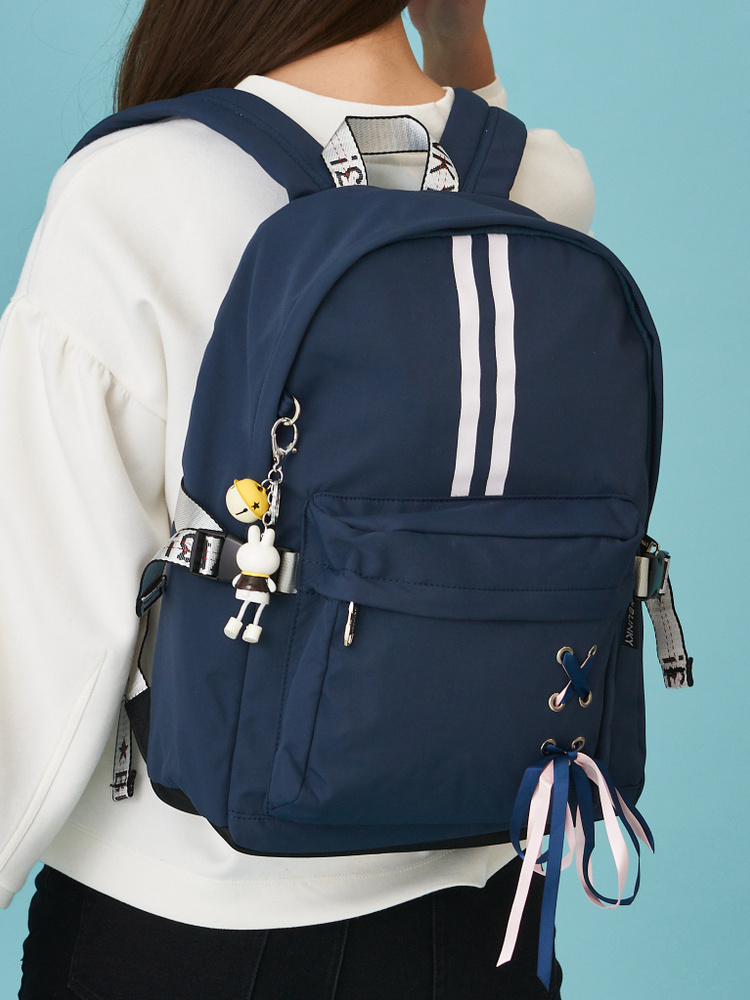 Рюкзак спортивный школьный девочке подростку с брелком и usb зарядкой  #1