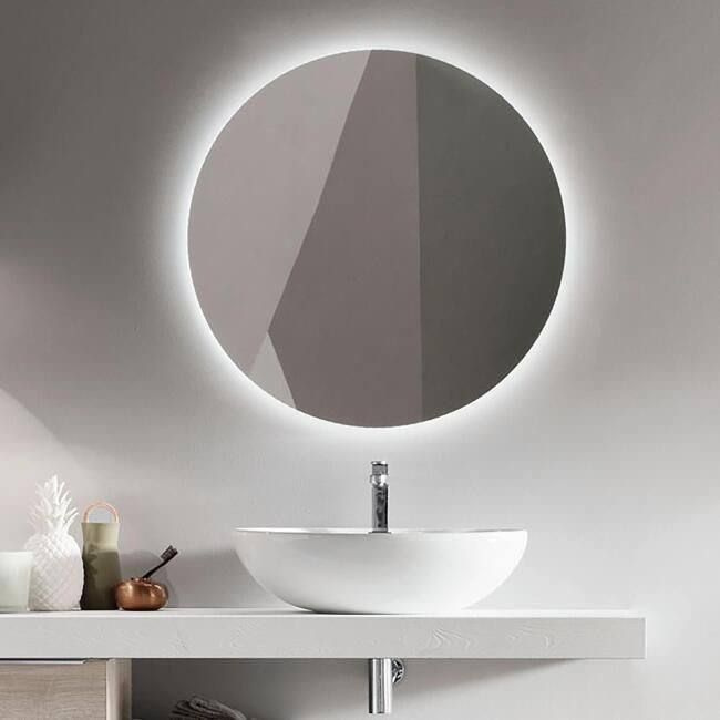 Зеркало круглое D70 для ванной с нейтральной LED-подсветкой , взмахом руки и антизапотеванием  #1
