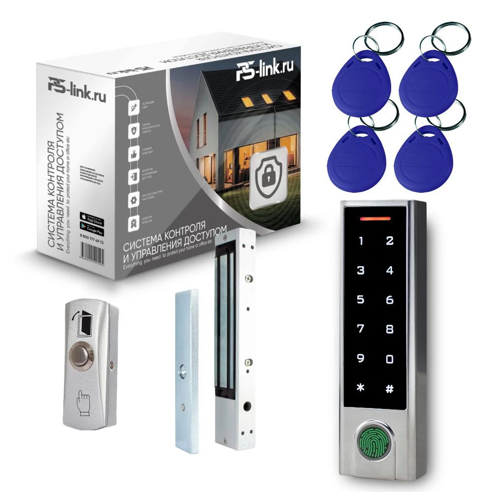 Комплект СКУД на одну дверь Ps-Link KIT-HF3WF-350 / электромагнитный замок на 350 кг / кодовая Wi-Fi #1