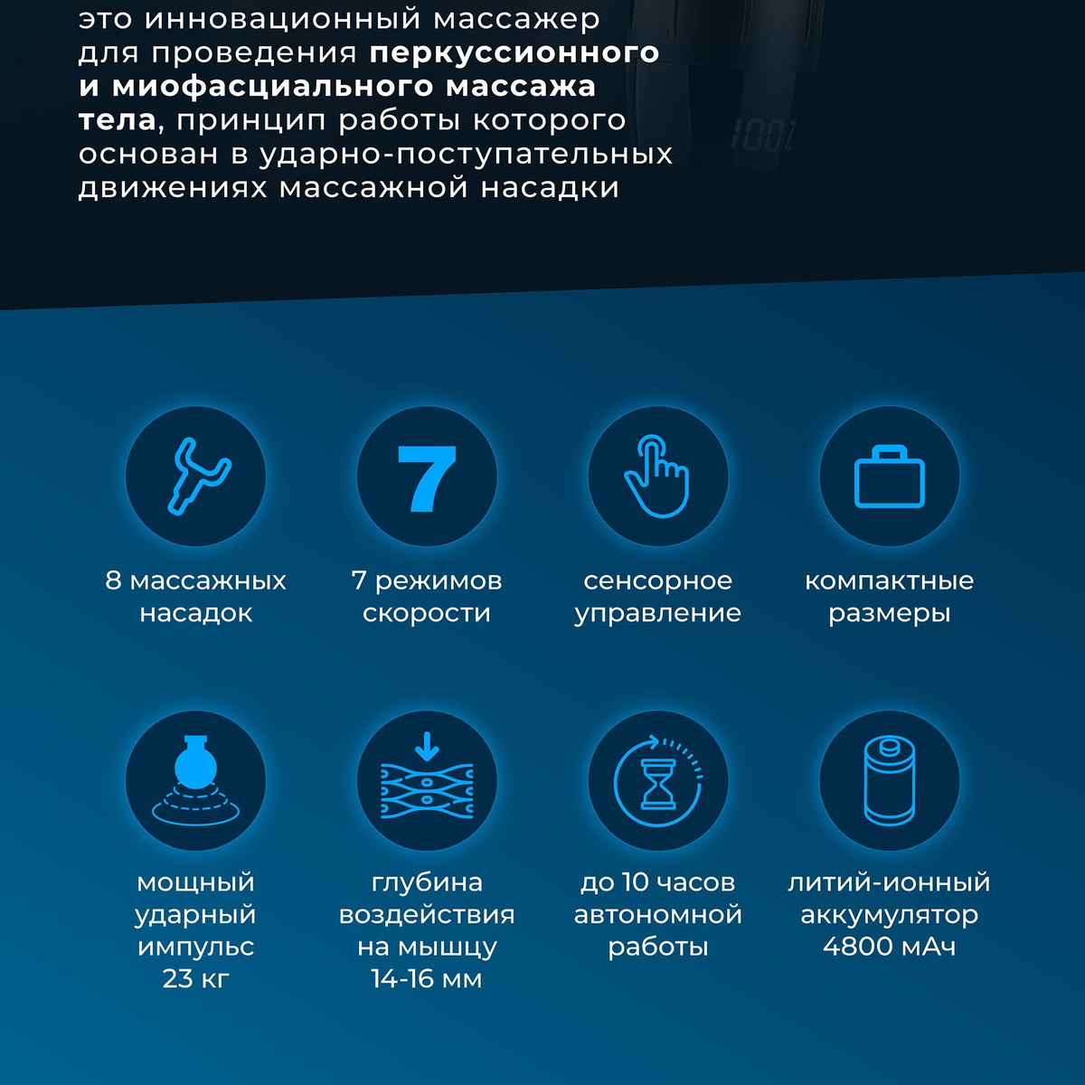 Перкуссионный массажер GrossFit Recovery R-8 PRO/ Ударный пистолет для ...