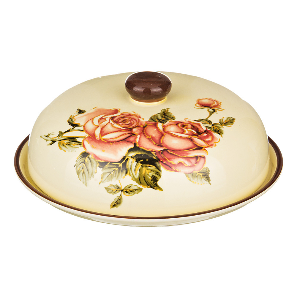 Блюдо для сервировки и подачи блинов с крышкой "Корейская Роза" Agness, диаметр 23 см, керамика  #1