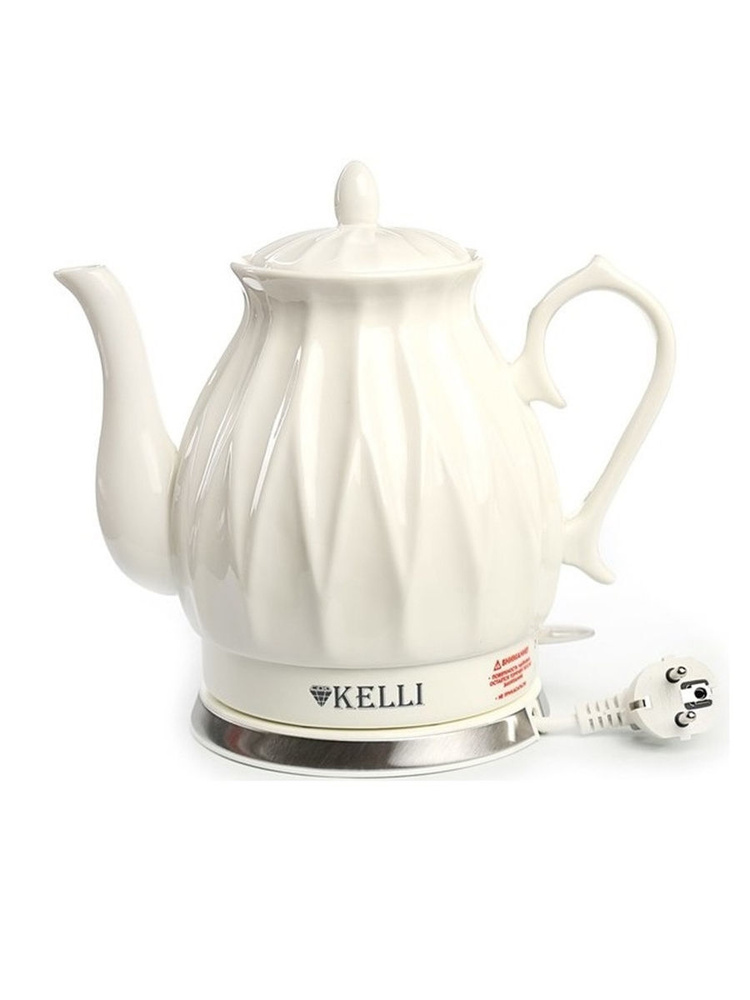 Чайник электрический керамический 2л Kelli-1341, белый #1