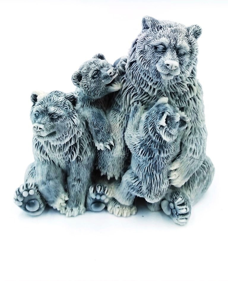 Статуэтка Медведица с медвежатами 10см мраморная крошка  #1